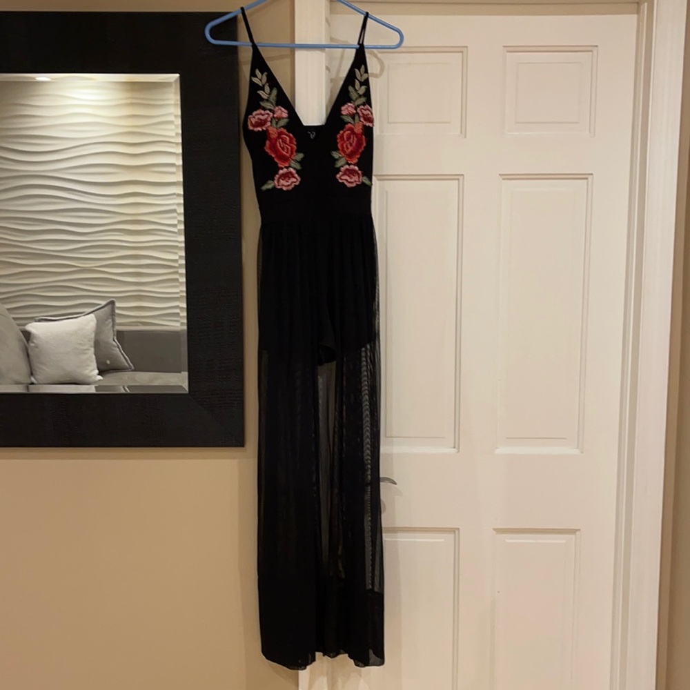 Black and floral romper